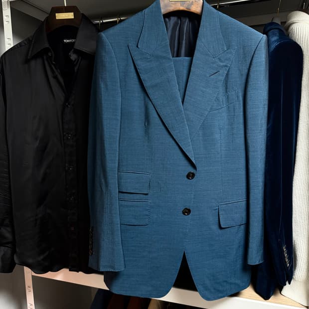 (명작,강추👍)톰포드 터콰이즈 블루 모헤어 실크 수트