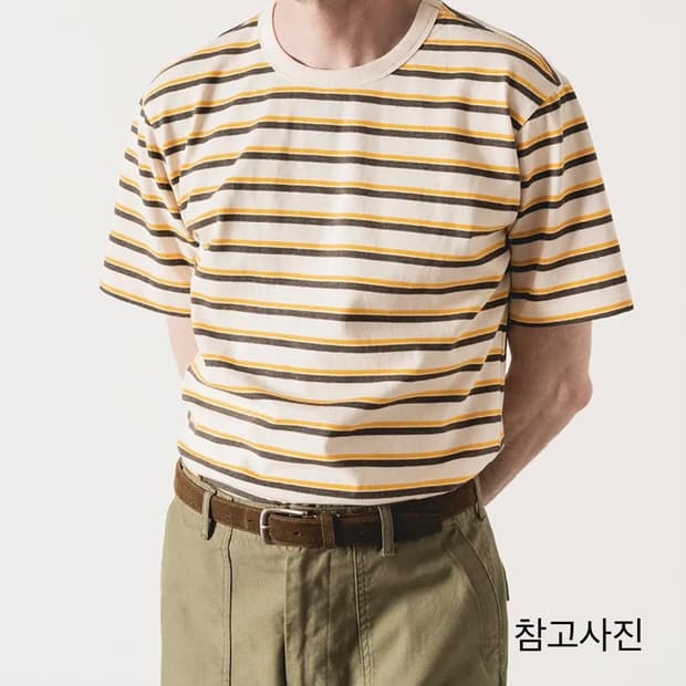 부기홀리데이 멀티 스트라이프 티셔츠 브라운 L