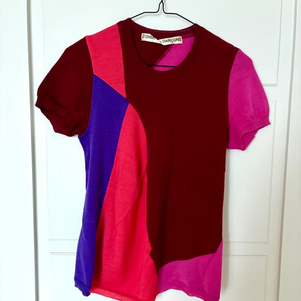 꼼데가르송 컬러블록 반팔 니트