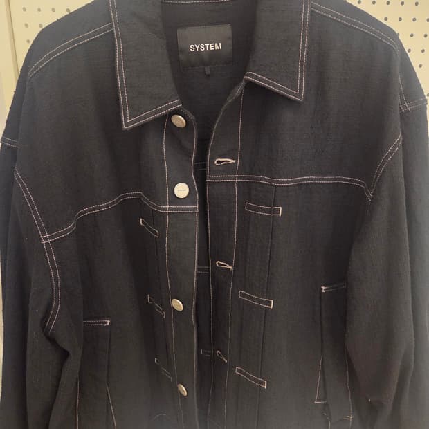 시스템 옴므 스티치 칼라 데님 자켓(105)