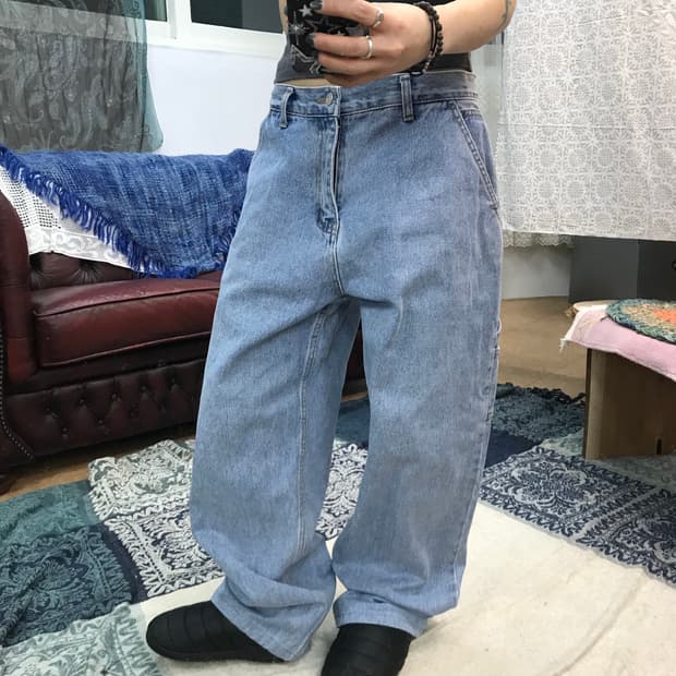 위캔더스 카펜터 연청 데님팬츠