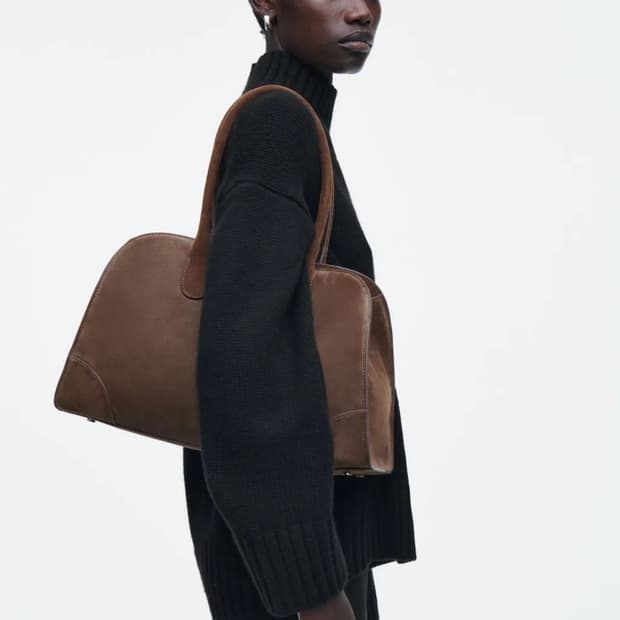 Cos 스튜디오 스몰 볼링백 브라운 스웨이드 