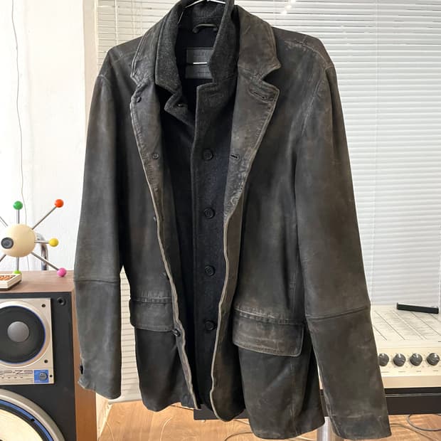 [L] AllSaints 올세인츠 도킹 레더 테일러드 자켓