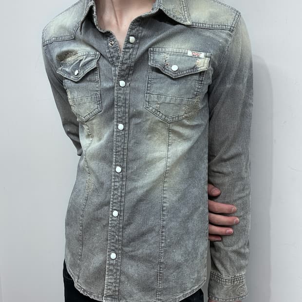 버커루 페이딩 웨스턴 데님 셔츠
