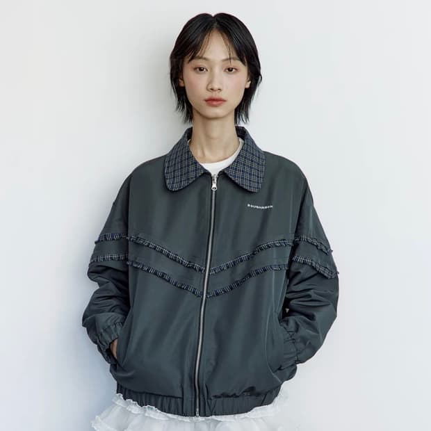 러프넥 체크 리버시블 자켓