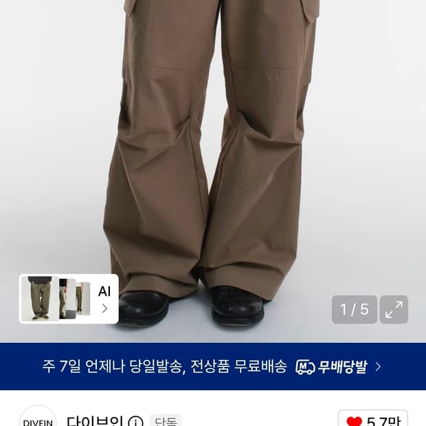다이브인 VERN 카고 팬츠 V2 올리브 베이지
