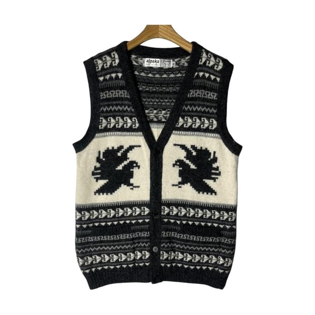 [alpaka] 알파카 페루산 애니멀 자카드 니트 베스트