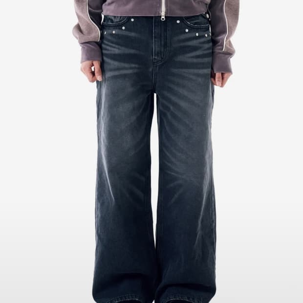 아캄 aakam Multi Studded Denim Pants 블랙