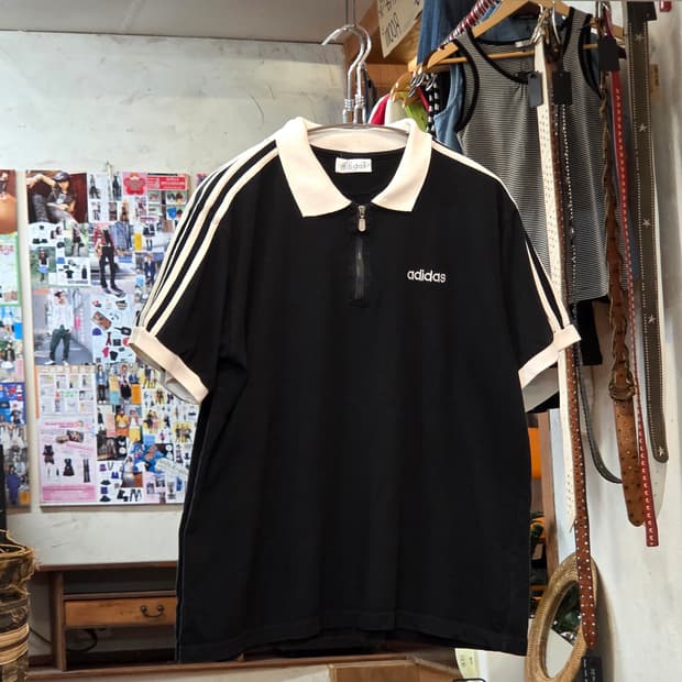 아디다스 90S 제우교역 사이드 라인 반집업 PK 반팔