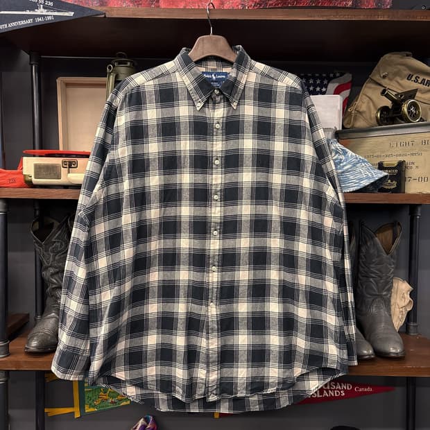 90s 폴로 랄프로렌 블레이크 루즈핏 코튼 플란넬 체크셔츠 N755