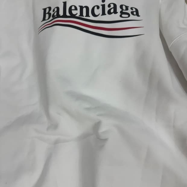 발렌시아가 웨이브 로고 후드티 XS