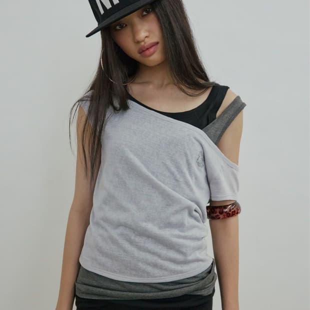 스컬프터 Lazy Sleeveless Layered Tee 그레이 S