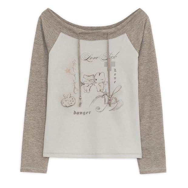 허그유어스킨 러브 시크 드로잉 오프숄더 탑 브라운