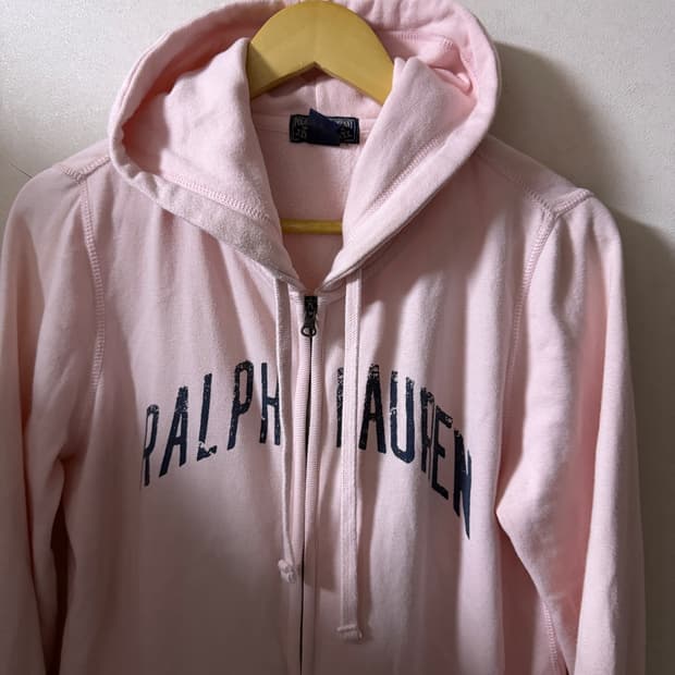 폴로 랄프로렌 젠 빈티지 후드집업 핑크 L (여성 오버핏 66-77정도)