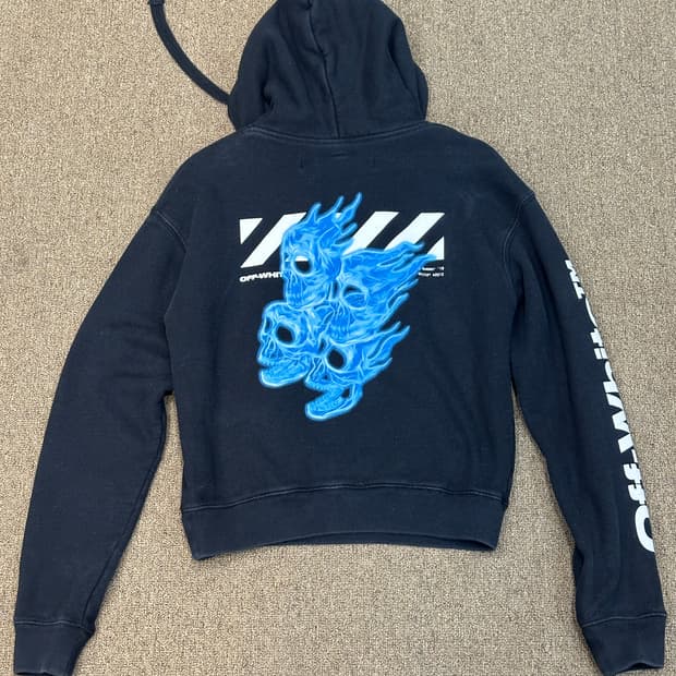 오프화이트 디아그 스컬 프린팅 후드티 xs