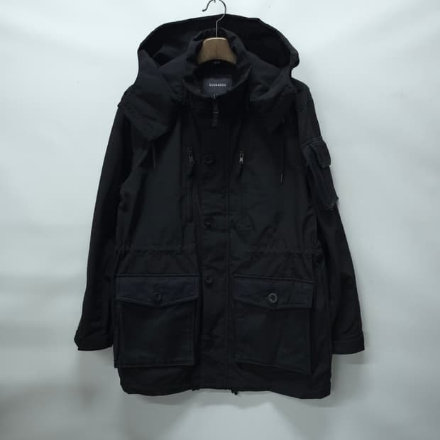 버카루 남성 유틸리티 후드 야상 자켓 (XL/블랙)