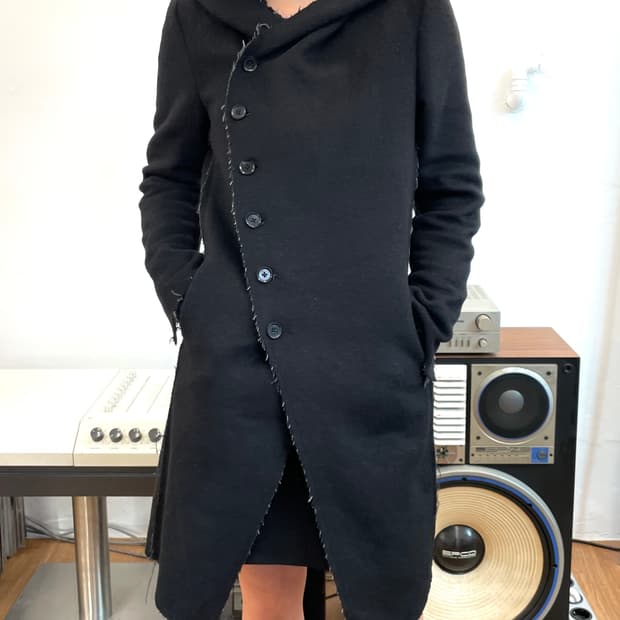 [1] NOID 노아이디 로우엣지 커팅 울 후드 코트