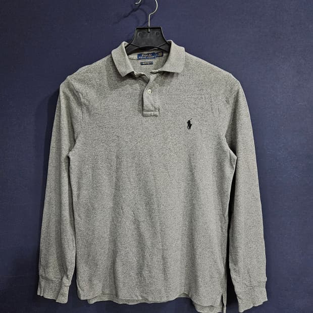 폴로 랄프로렌 멜란지 그레이 남성 슬림핏 95 카라 긴팔티셔츠 