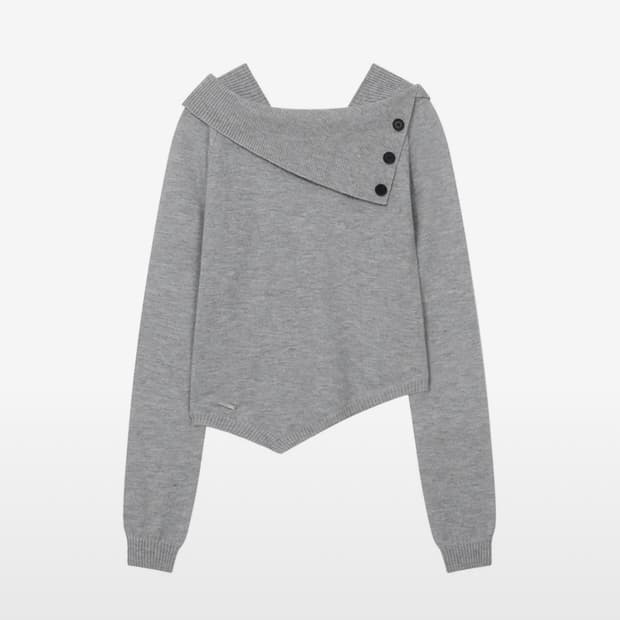 미세키서울 Oblique line button  니트 LIGHT GREY