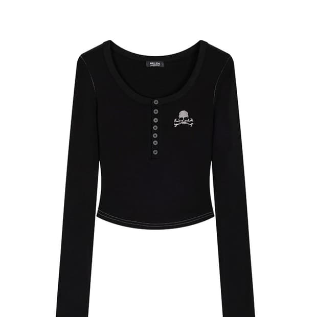 Hillda 스컬 크롭 롱 슬리브