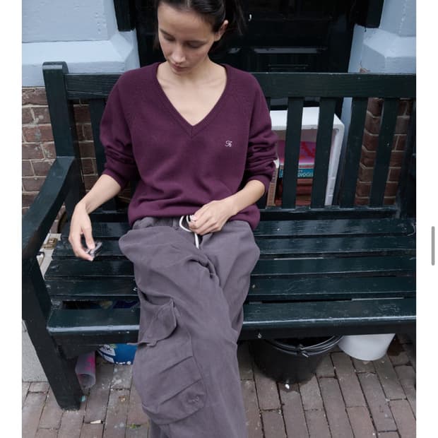 Foeto Mild cashmere v-neck knit - grape