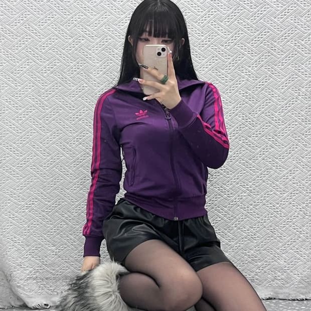 아디다스 파이어버드 Y2K 00's 퍼플핑크 져지 집업 85 C10153