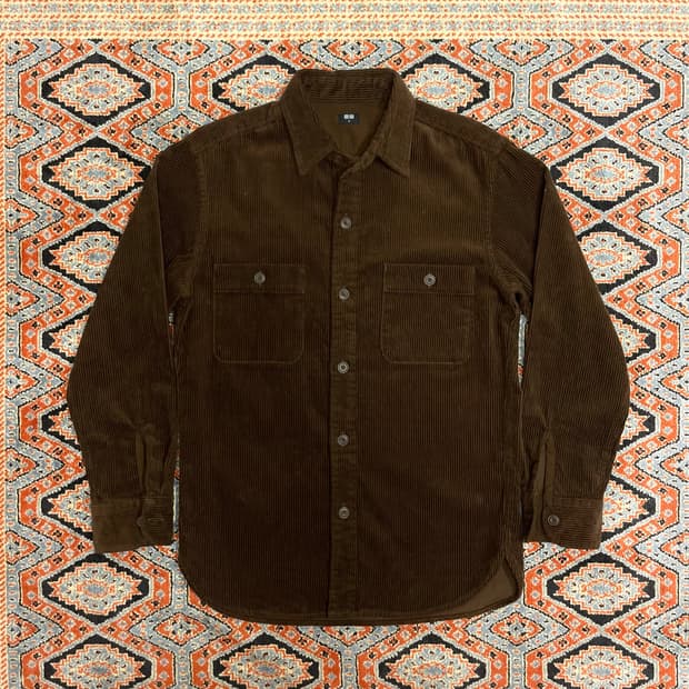 유니클로 브라운 골덴 포켓 셔츠 남성S 