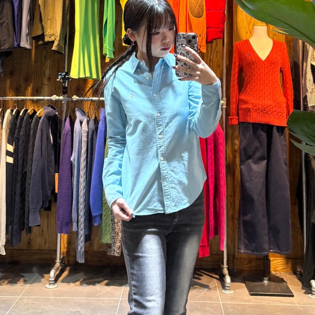 M 폴로랄프로렌 우먼스 스카이블루 코튼 셔츠 