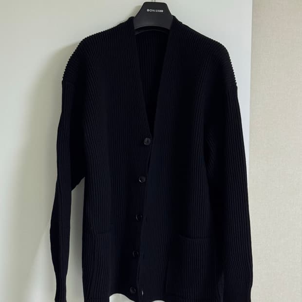 <5> 오라리 립 니트 울 가디건 블랙