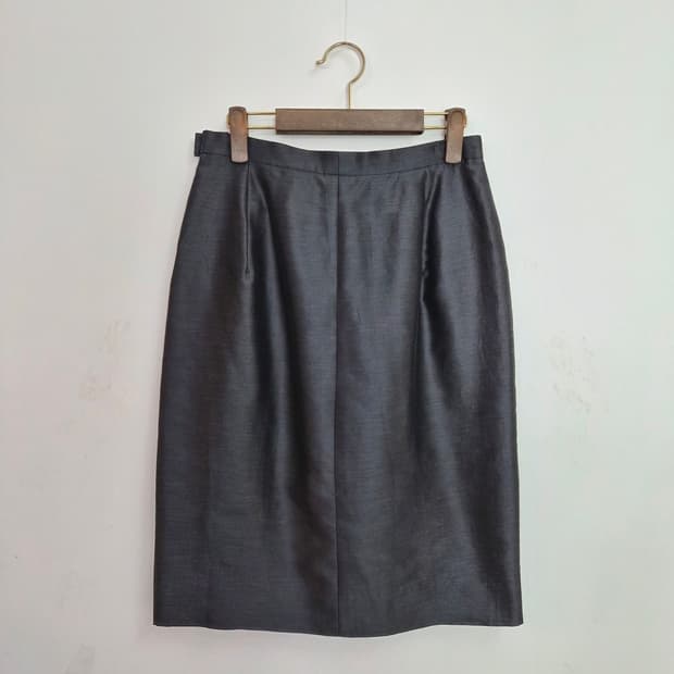 Max Mara 실크 차콜 H라인 미디 스커트