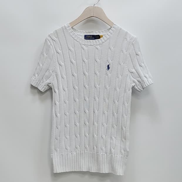 POLO 폴로 랄프로렌 케이블 반팔 니트 스웨트 / 여 M 화이트
