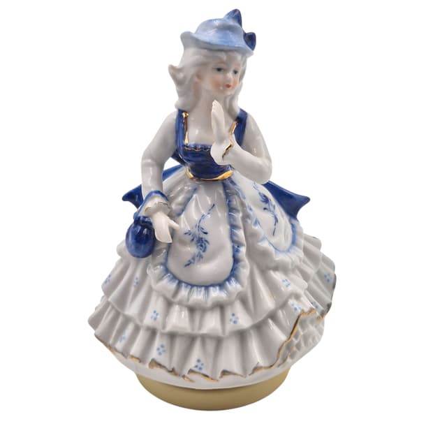 80s 가토 공예 엔틱 소녀 피겨린 오르골