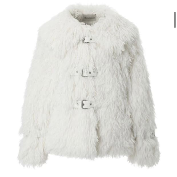 쓰리타임즈 티아나 퍼자켓 화이트