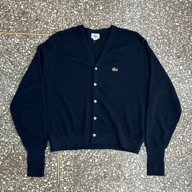 80s USA 아이조드 라코스테 아크릴 니트 가디건 L
