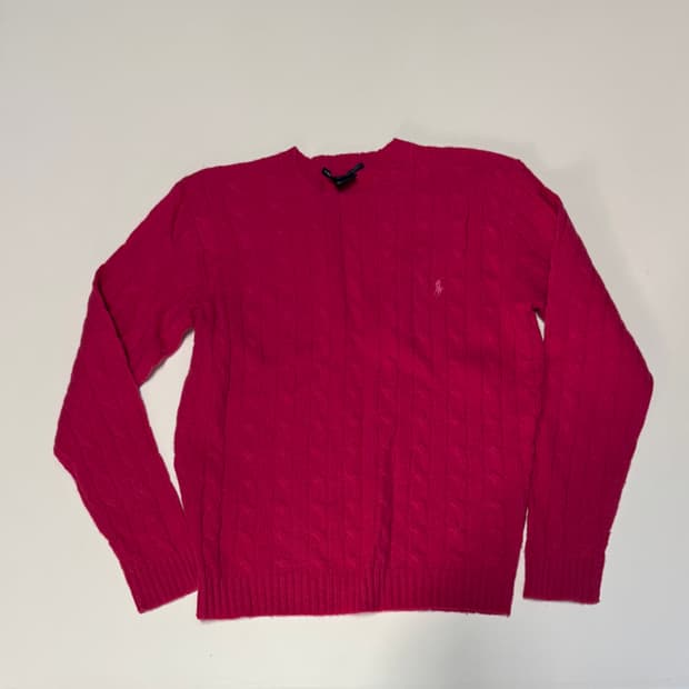 여성 폴로 랄프로렌 스포츠 가벼운 램스울 핑크 니트