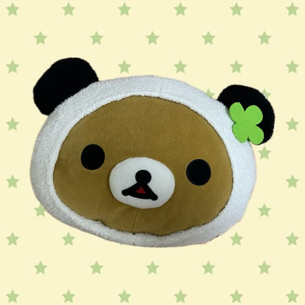 고전 리락쿠마 판다 얼굴 대형인형 쿠션