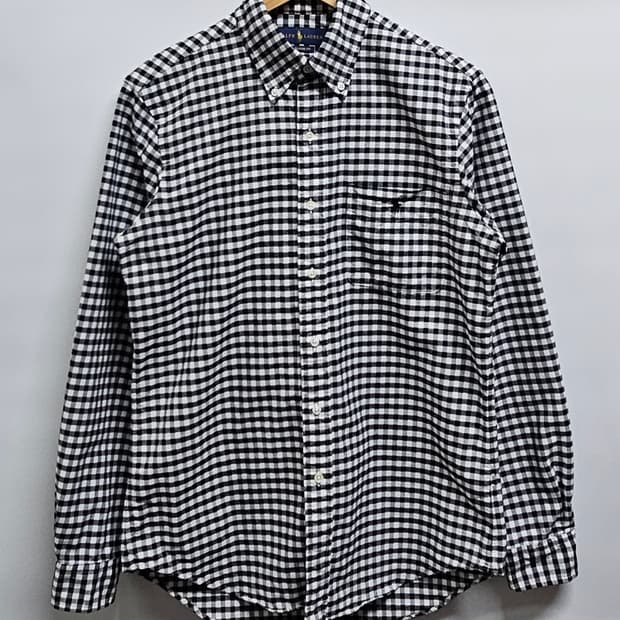 폴로랄프로렌 블랙 화이트 체크 셔츠 남방 S