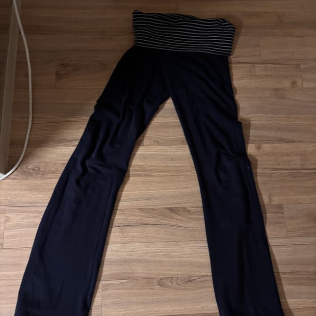 브랜디 멜빌 로우라이즈 스트라이프 부츠컷 코튼팬츠