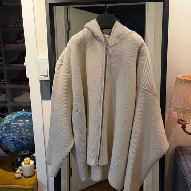 22FW 릭 오웬스 밀크 화이트 울 후드 집업