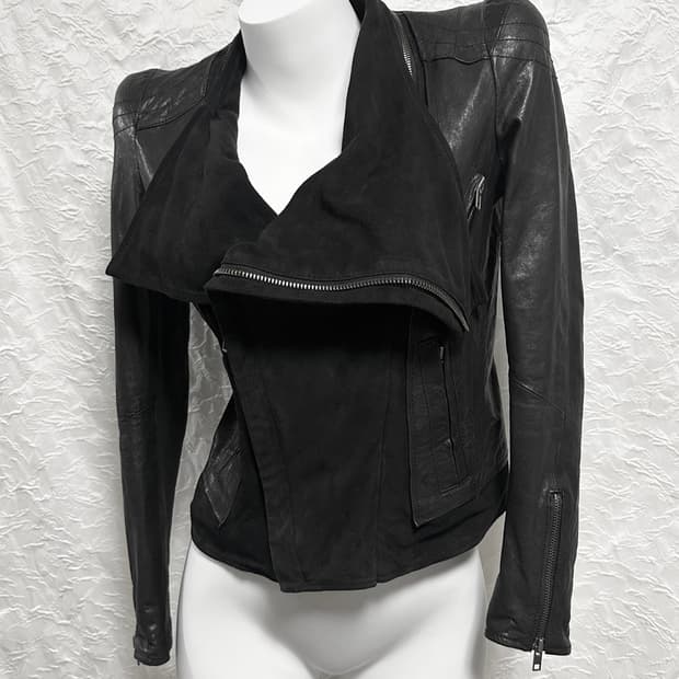 빈티지 3-way 더블 지퍼 쉽스킨 양가죽 레더 자켓