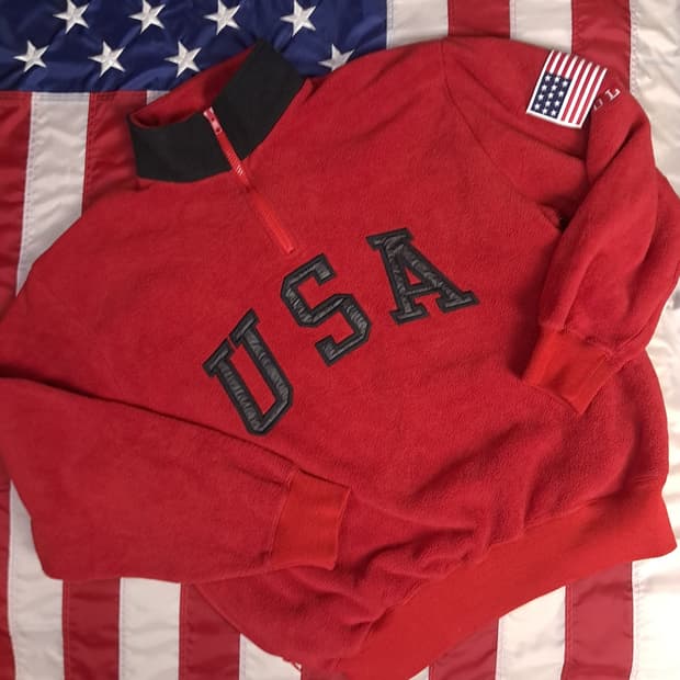 오리지날 90's 일본판 폴로랄프로렌 스포츠 USA 성조기 플리스 집업