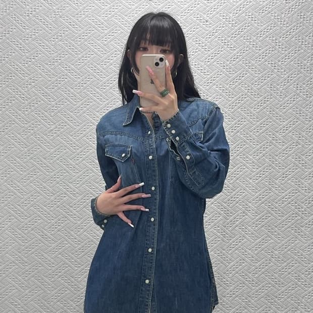 리바이스 컨트리 웨스턴 빈티지 버튼 워싱 데님셔츠 M C12569
