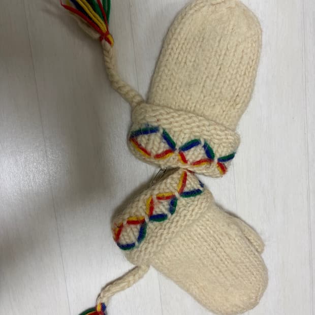 일본 손뜨개 벙어리 장갑 