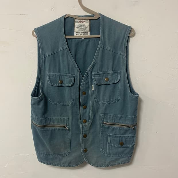 (100) 청 멀티포켓 조끼 베스트