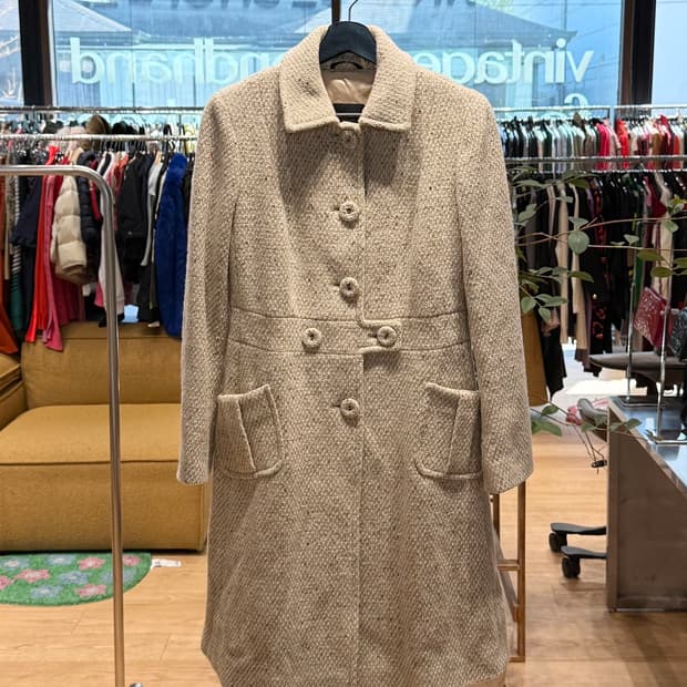 막스마라 위캔드 베이지 아세테이트 롱코트