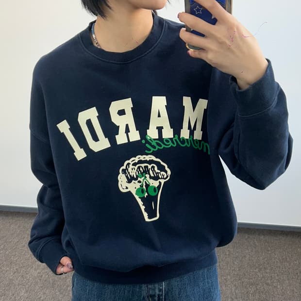 Mardi mercredi 마르디메크르디 브로콜리 네이비 맨투맨 