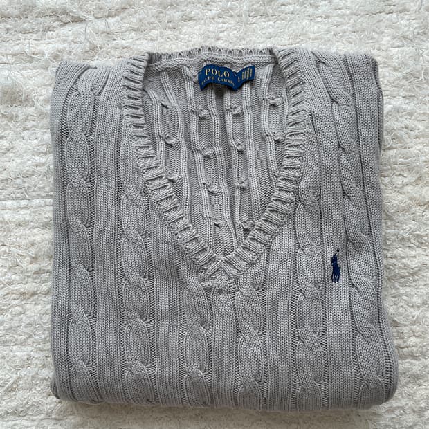 폴로 랄프로렌 네이비포니 그레이 꽈배기 니트