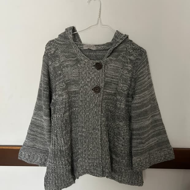 투버튼 후드가디건