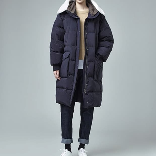 스튜디오톰보이 퍼카라 아웃포켓 롱 다운 점퍼 사이즈 55