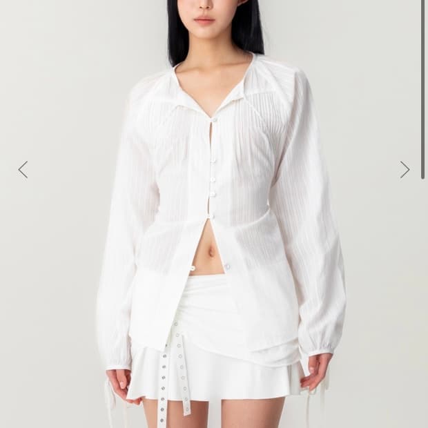 글로니 MISTY SHEER BLOUSE (WHITE) S 블라우스 셔츠